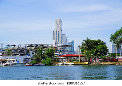 CARTAGENA, COLOMBIA - AUGUST 10, 2018: Cityscape of modern Cartagena, famous resort in Colombia, South America