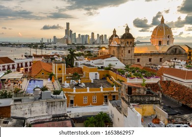 Cartagena, Colombia Skyline At Sunset