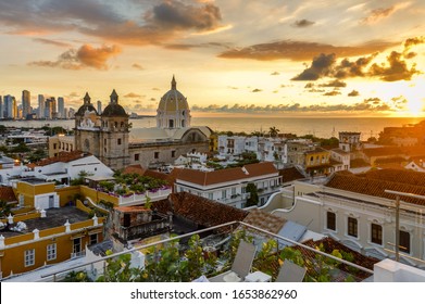 Cartagena, Colombia Skyline At Sunset