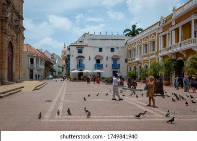 Cartagena De Indias, Colombia - 05/26/2018: A View Of Saint Peter Claver Square