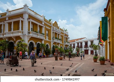 Cartagena De Indias, Colombia - 05/26/2018: A View Of Saint Peter Claver Square