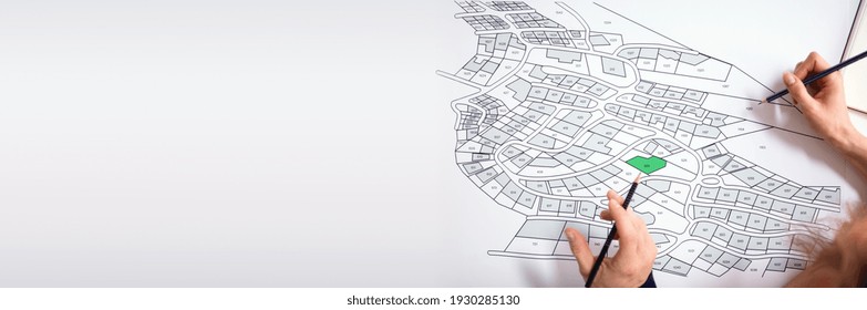 Cartographer Land Map Plot. Cartographer Or Building Developer