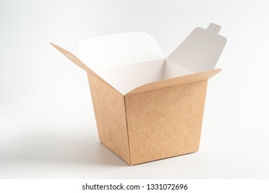Carton Of Crafting Noodles On A White Background, Moke Up