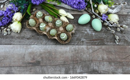 Carton Of Easter Eggs And Flowers