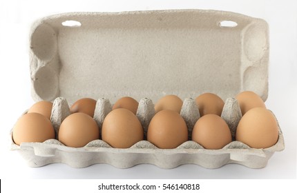 Carton of twelve brown free range hen laid eggs.
