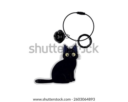 Cartoon Black Cat Keychain with Ring and Bell Accent, Cute and Playful Accessory