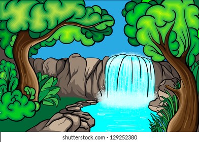Cartoon Waterfall Images, Stock Photos & Vectors | Shutterstock