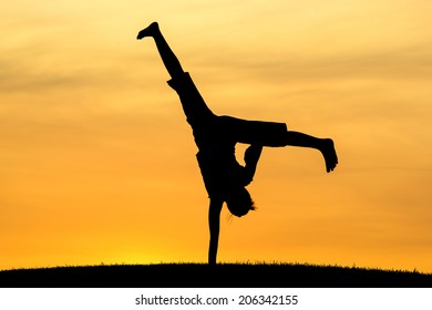 Cartwheel With One Hand.