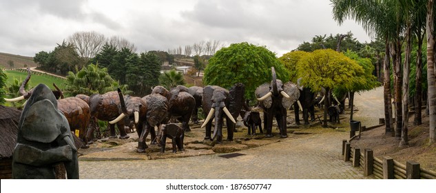 Carvalhal Bombarral, Portugal - 13 December 2020: the African animal park in the buddha Eden Gardens in Portugal