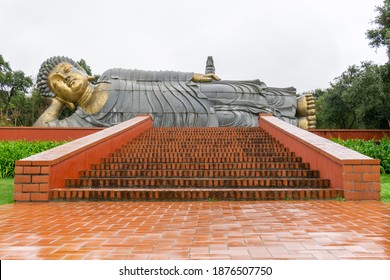 Carvalhal Bombarral, Portugal - 13 December 2020: buddha statues in the famous Bacalhoa Buddha Eden Garden in central Portugal
