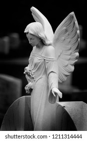 Carved Angel From Marble Headstone