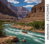 "Carved by ancient waters, the Colorado River Valley stretches across the desert landscape, a haven of emerald oasis and rugged beauty.