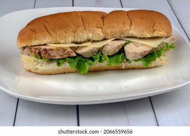 Carved Chicken Breast  Top With Cheese  On  A Hoagie