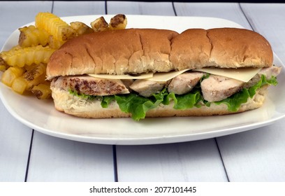 Carved Chicken Breast  Top With Cheese  On  A Hoagie