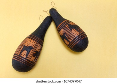 Carved Gourd rattle or maraca