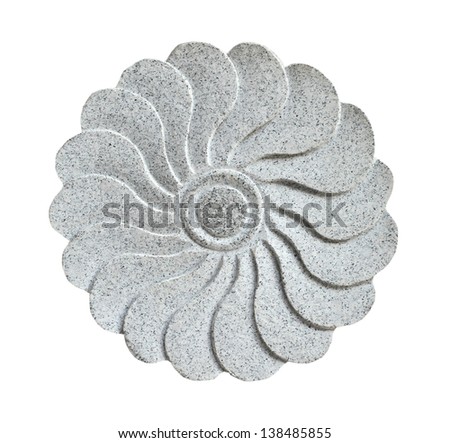 Carved granite stone in lotus form isolated on white background