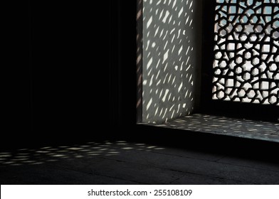 Carved marble lattice window in abstract design texture background in black and white - with space for text - Powered by Shutterstock