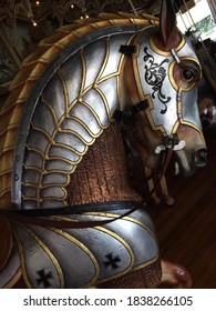 Carved and Painted Wooden Carousel Horse in Armor