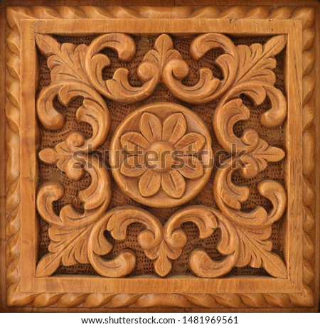 Carved pattern on wood, element of decor, Floral Pattern