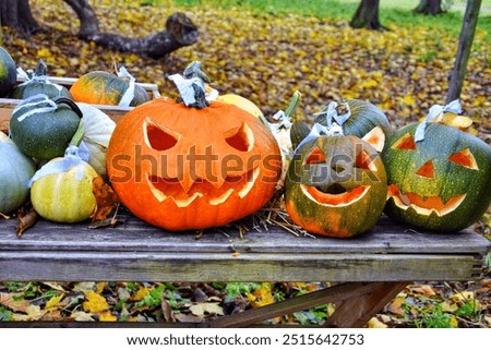 Carved pumpkin Jack for Halloween.