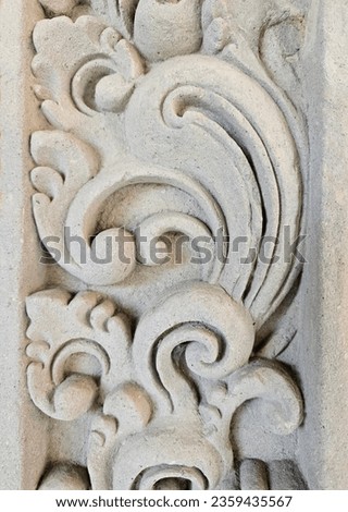 CARVED SANDSTONE FLOURISH SWIRLS, DETAILED FEATURE WALL PANEL - Flowing beautiful decorative and intricate crisp delicate swirling handcrafted design in a light natural grainy textured stone color