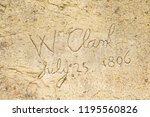 Carved signature of William Clark, Lewis and Clark Trail, Pompeys Pillar National Monument, Montana, USA