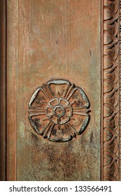 Carved Tudor Rose on an ornamental doorway