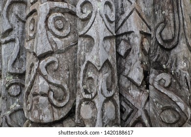 Carved Wodden Tam Tam Poles At Island Of Vanuatu South Pacific Ocean