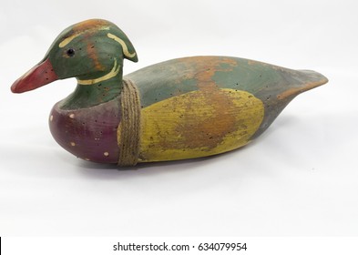 Carved wooden decoy of a Wood Duck
