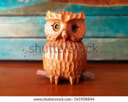 Carved Wooden Owl , Handmade