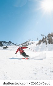 Carving Through Snow on Grand Tourmalet, French Pyrenees