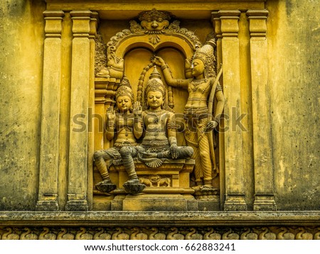 Carvings in Kelaniya Temple. In Colombo, Sri Lanka
