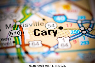 Cary. North Carolina. USA On A Geography Map