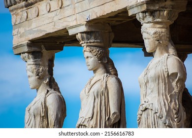 Caryatides Female Statues Acropolis Athens Greece Stock Photo ...