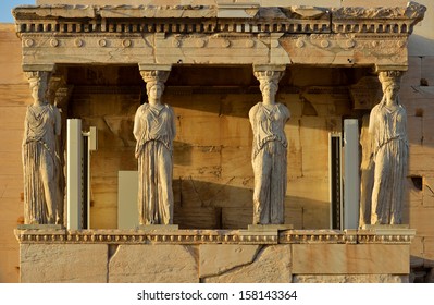 Caryatids in Erechtheum from Athenian Acropolis,Greece 