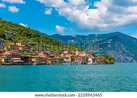 Carzano village on Monte Isola island at Iseo lake in Italy