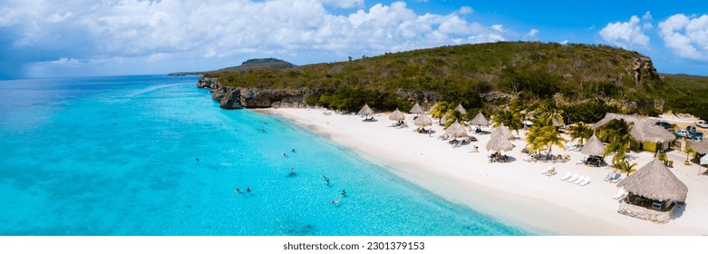Cas Abao Beach Playa Cas Abao Caribbean island of Curacao, Playa Cas Abao in Curacao Caribbean tropical white beach with a blue turqouse colored ocean. 