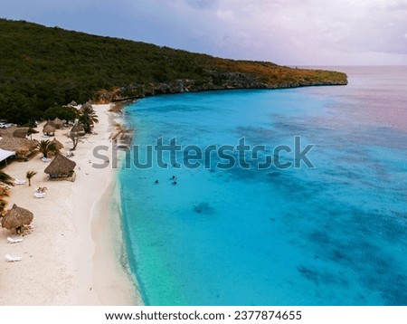 Cas Abao Beach Playa Cas Abao Caribbean island of Curacao, Playa Cas Abao in Curacao Caribbean tropical white beach with a blue turqouse colored ocean. Drone aerial view Imagine de stoc © 