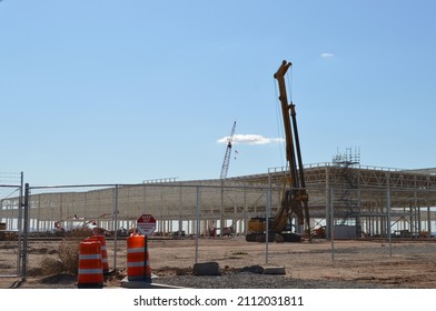 Casa Grande, Arizona - January 24, 2022: Lucid Motors AMP-1 Advanced Manufacturing Plant Starts Construction On Phase 2 Expansion For Their Luxury Electric Car Production