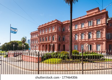 Casa Rosada (Pink House) In Buenos Aires. It's The Government House And The Office Of The President Of Argentina