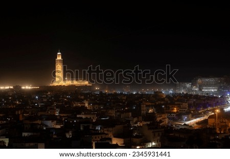 Casablanca, Hassan II Mosque by night, Morocco