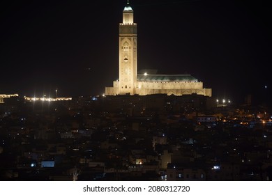 Casablanca Medina And Hassan II Mosque From Above, HDR Image