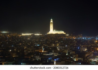 Casablanca Medina And Hassan II Mosque From Above, HDR Image