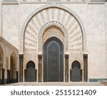 Casablanca, Morocco : main door or gate of the Hassan II mosque, also called the Great Mosque. Closed entrance.