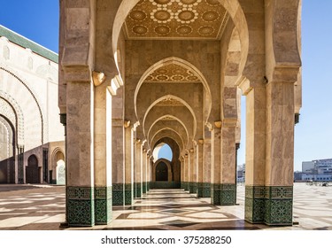 Casablanca, Morocco. Mosque Hassan II arcade gallery