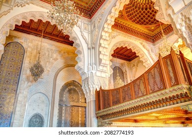 Casablanca, Morocco - November 2021 : Hassan II Mosque interior, HDR Image