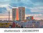 Casablanca, Morocco - Sunset Twin center building against sky  