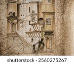 Casbah of Algiers, known as the Casbah, Narrow streets of old city of Algiers or the old city, Capital of Algeria, UNESCO World Heritage Site.houses in old town kasbah of Algeria With wooden balconies