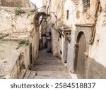 Casbah of Algiers, known as the Casbah, Narrow streets of old city of Algiers or the old city, Capital of Algeria, UNESCO World Heritage Site.houses in old town kasbah of Algeria With wooden balconies