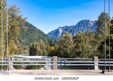 Cascade Mountain Range In WA From The Index Bridge Over Skykomish River